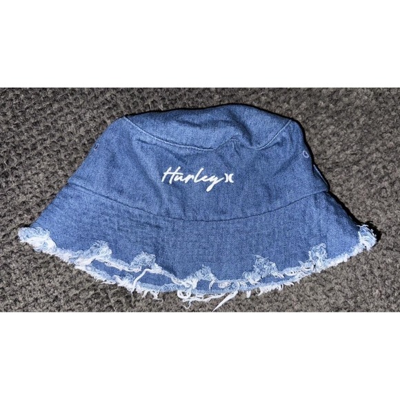 Hurley Denim Olivia Fringed‎ Raw Hem Bucket Hat Yupoong The Classics Sample RARE